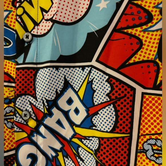 Men’s button up Comic Print Shirt Oh Snap Drill Clothing Size M. - Picture 7 of 9